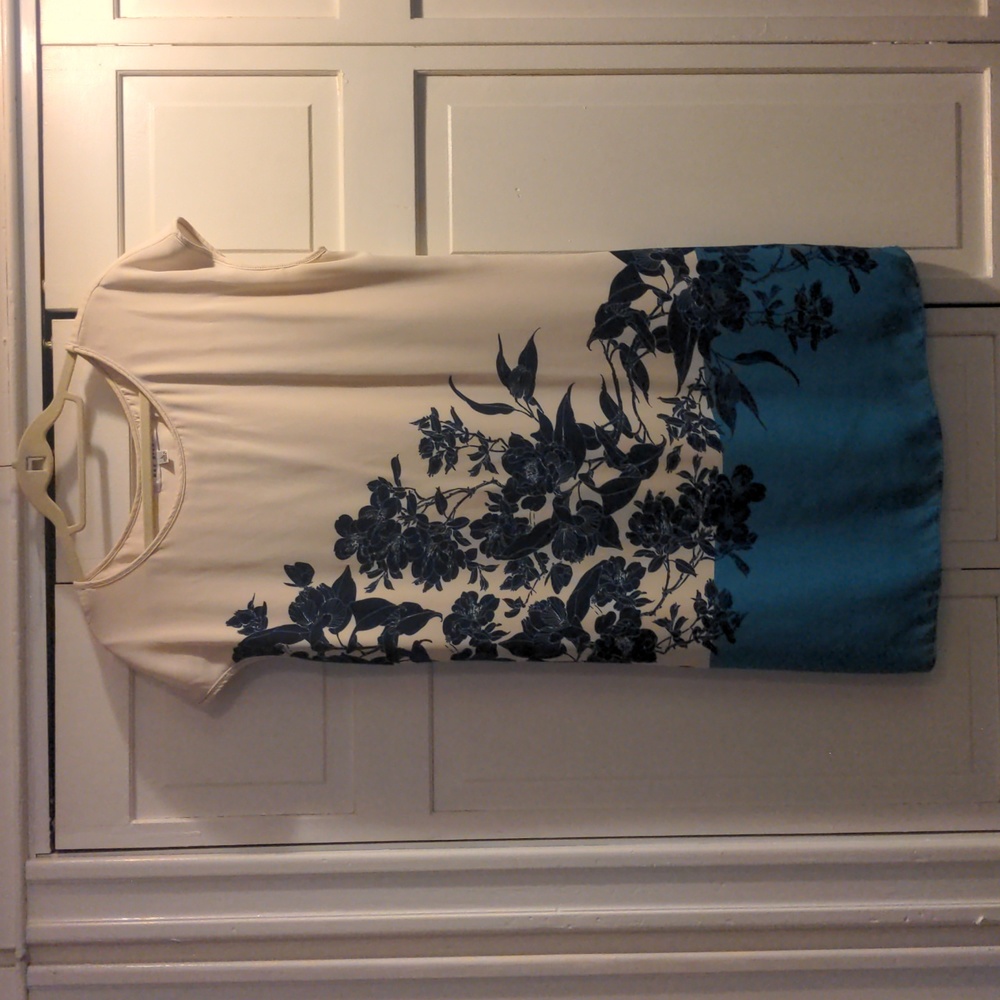 ⭐ 2/ $12  Max Studio size L color block floral print midi shift dress
